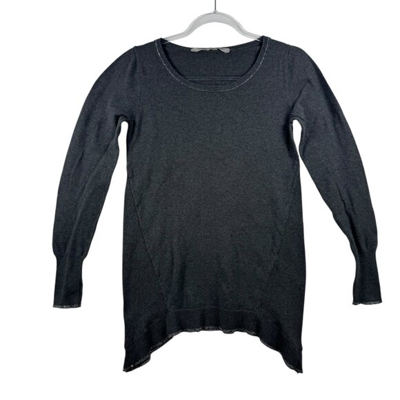 Athleta Womens Asymmetrical‎ Hem Long Sleeve Sweater S Gray Cashmere Goth READ - Picture 1 of 9
